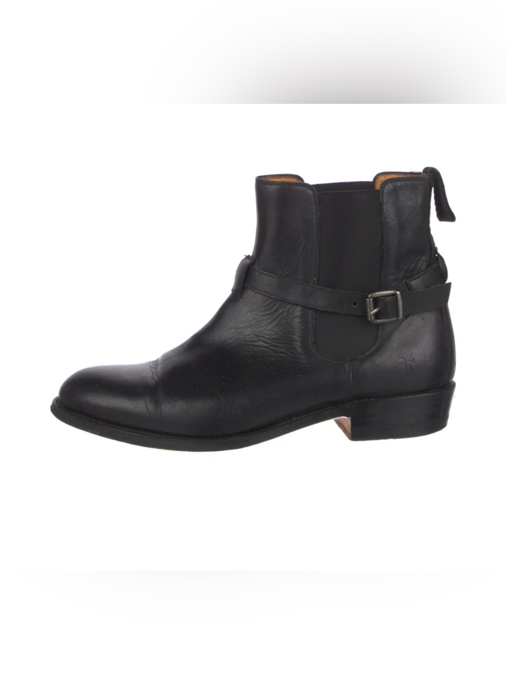 Frye F955 Black Leather Harness Chelsea Boots Size 7M Made in Spain Worn Once